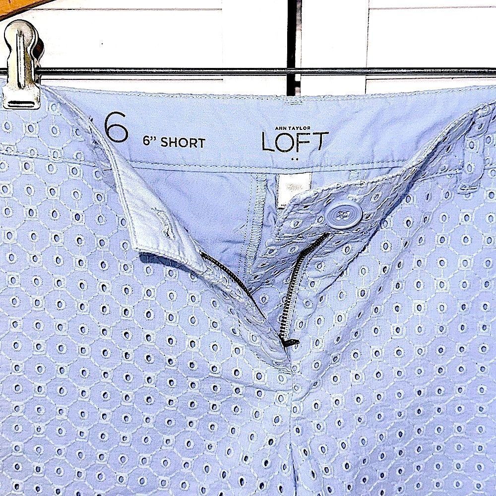 Loft Shorts Size 6 Light Periwinkle 6" Eyelet Mid-Rise - Picture 6 of 8